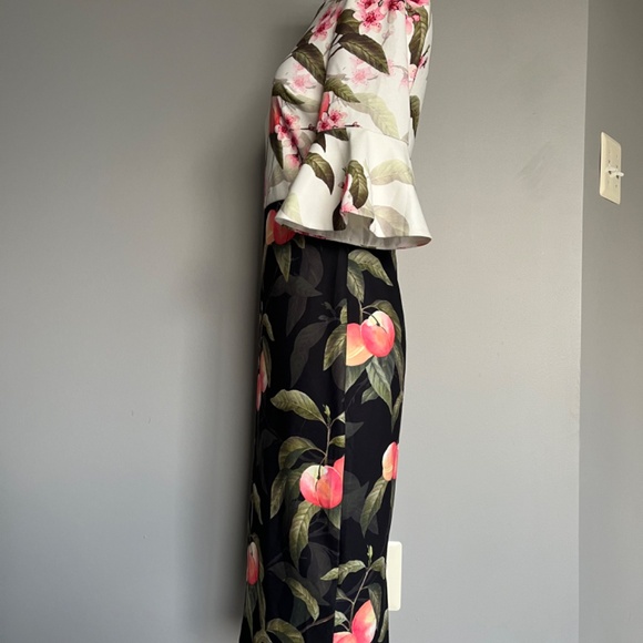 Ted Baker Areea Peach Blossom Leaves Sheath Pencil Cocktail Sheath Dress Small - Picture 10 of 16